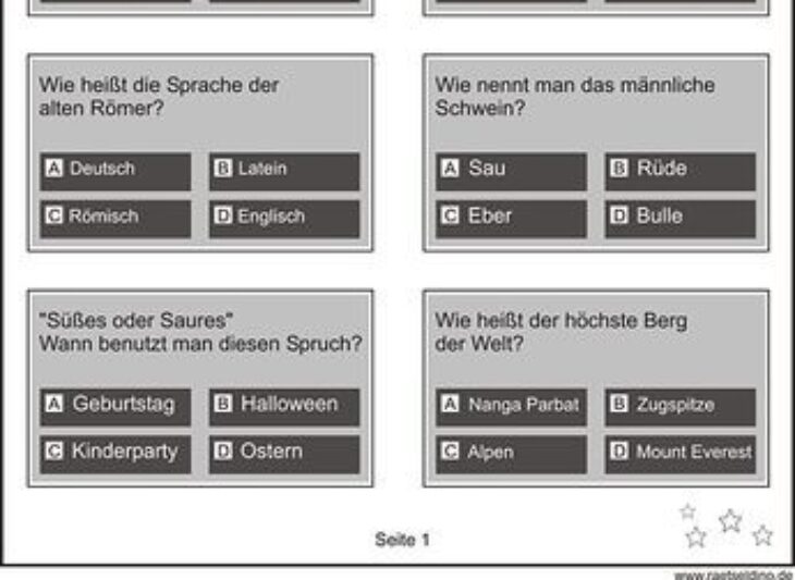 Quiz Faur Kinder Zum Ausdrucken Pin Auf Quizfragen