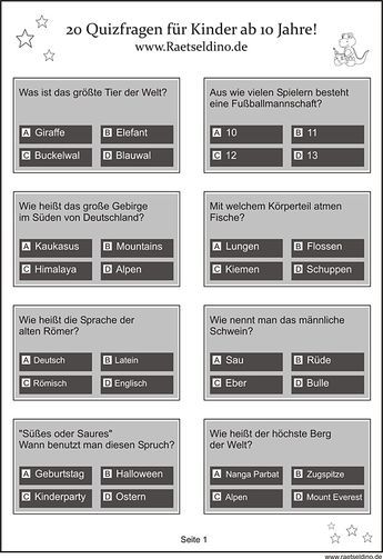 quiz faur kinder zum ausdrucken