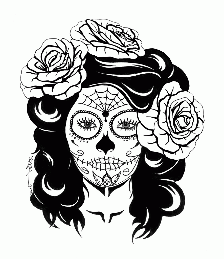 sugar skull coloring pages colored