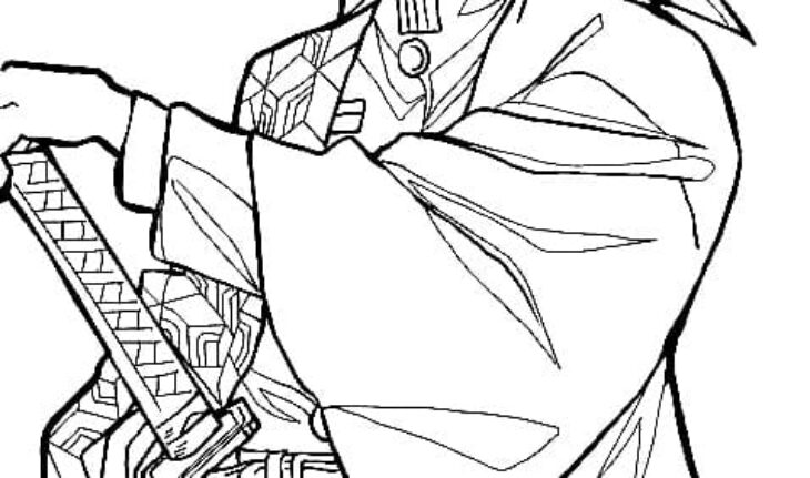 Giyu Tomioka Coloring Pages Tomioka With Sword Coloring Page