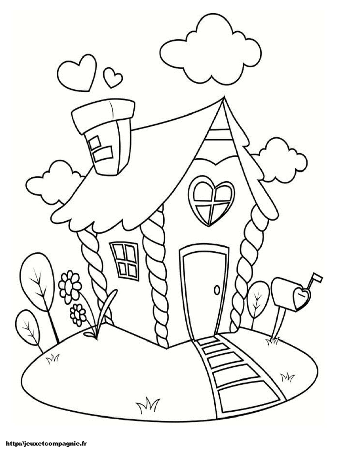 coloriage maison avec animlaux