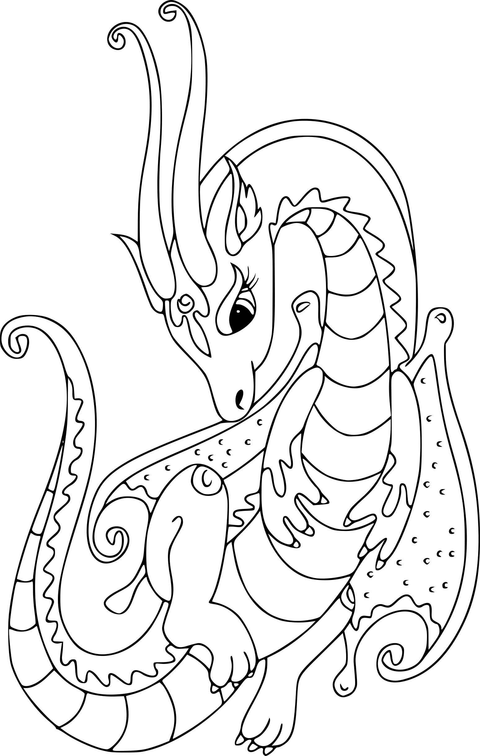 Coloriage dragon pour fille à imprimer