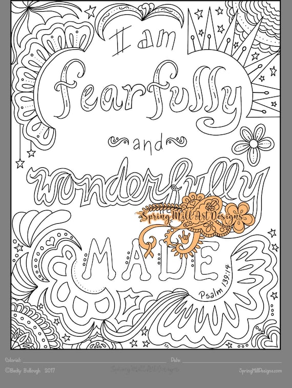 fearfully and wonderfully made coloring page