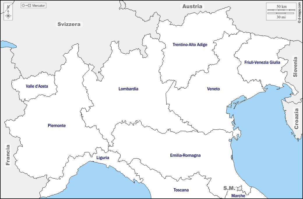 carte italie vierge