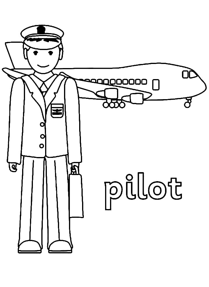 airplane pilot coloring page