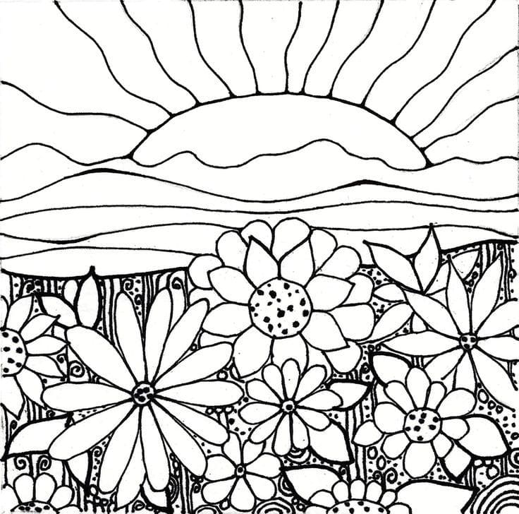 sunset coloring page