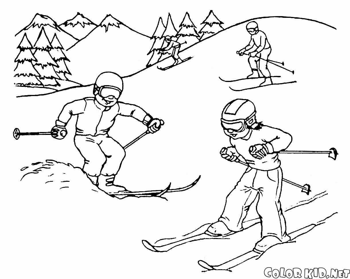 Coloring page - Skiing