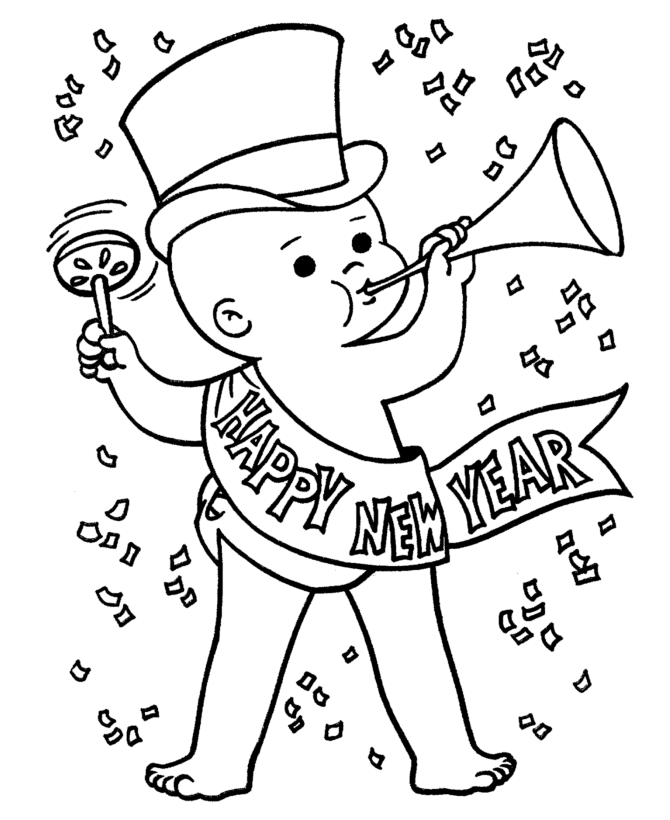 happy new year coloring page free