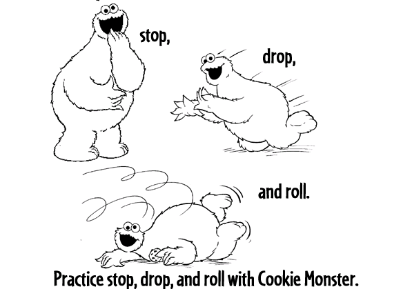 stop drop and roll coloring page