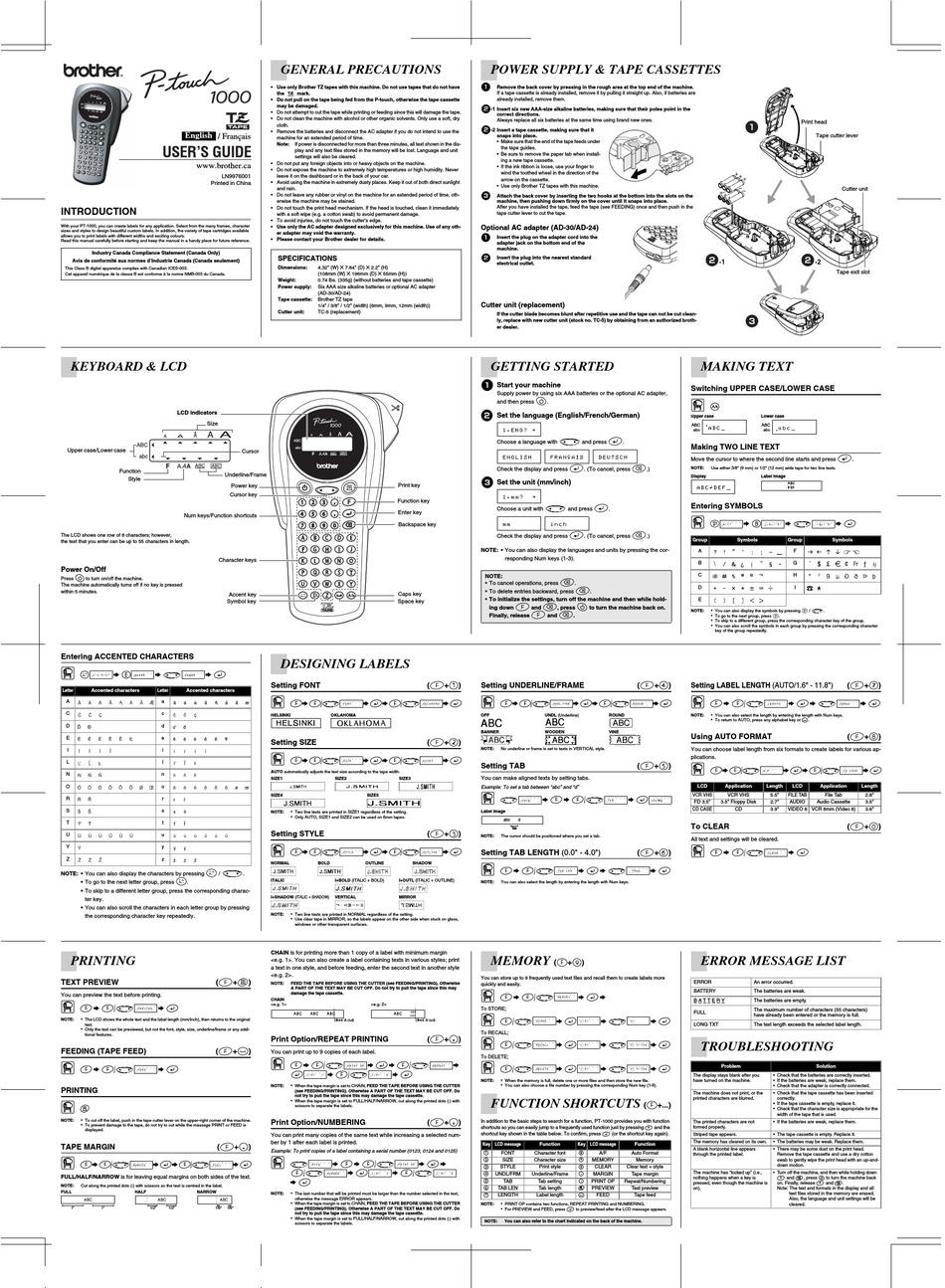 17 brother p touch labeler instruction manual pictures