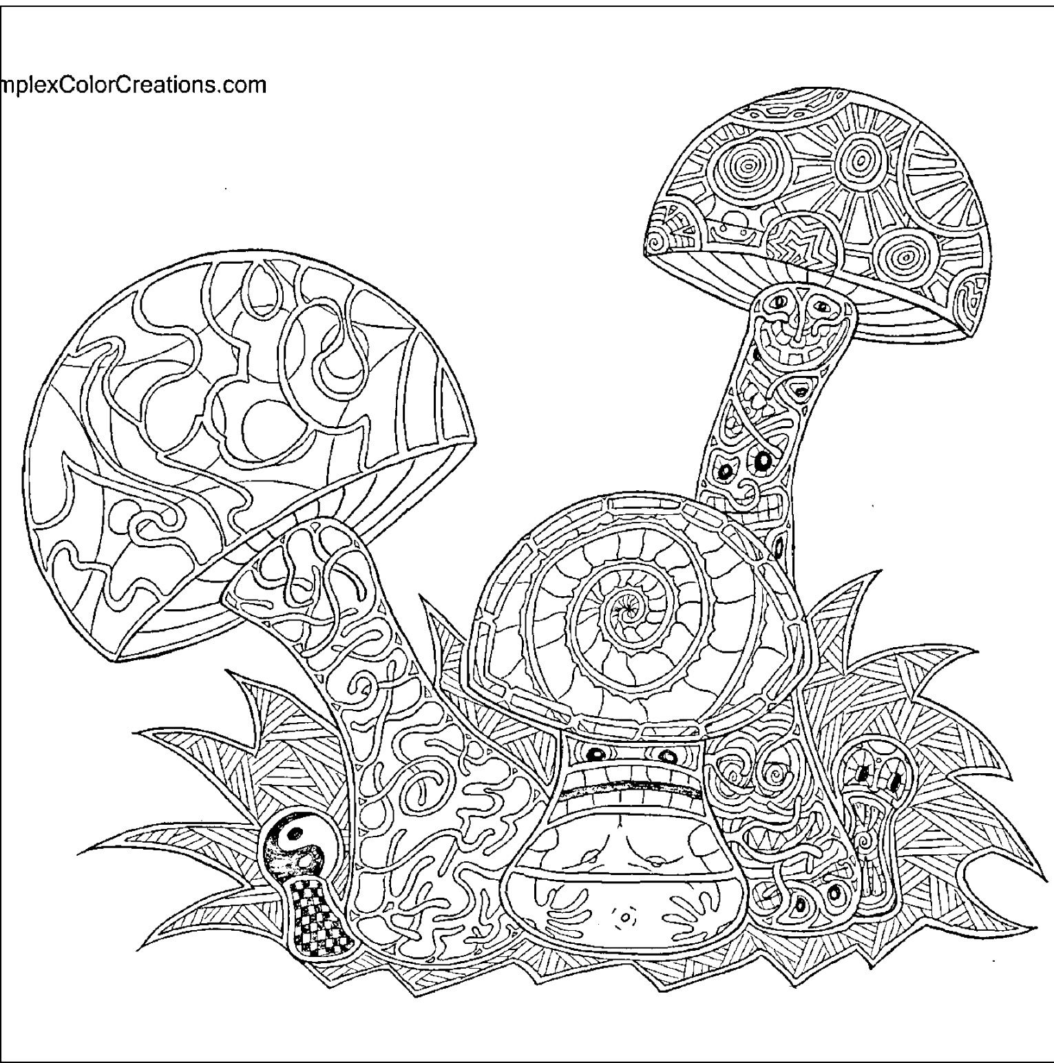 trippy mushroom coloring page