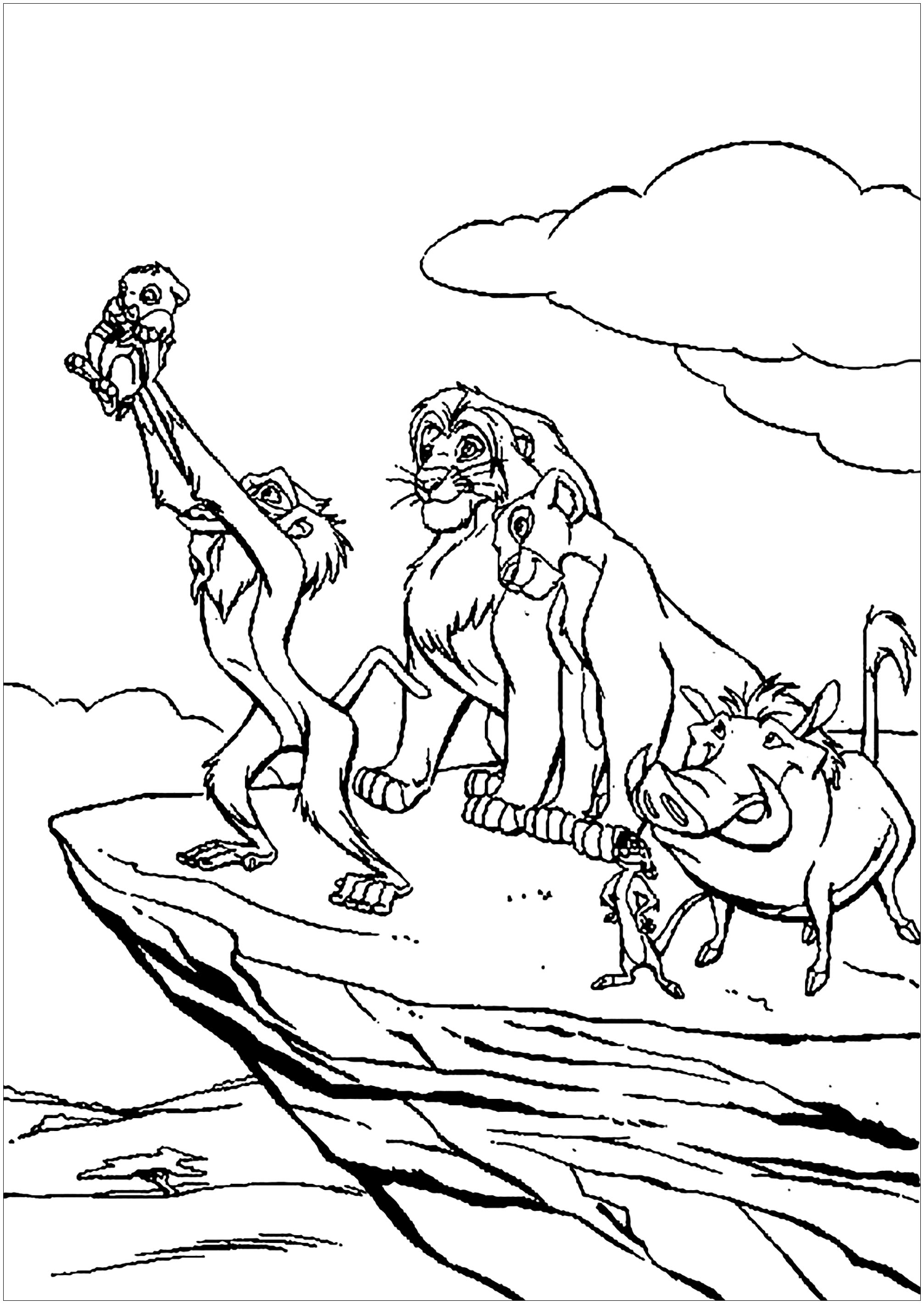 Rafiki Baptizes Simba Lion King Kids Coloring Page - Coloring Home