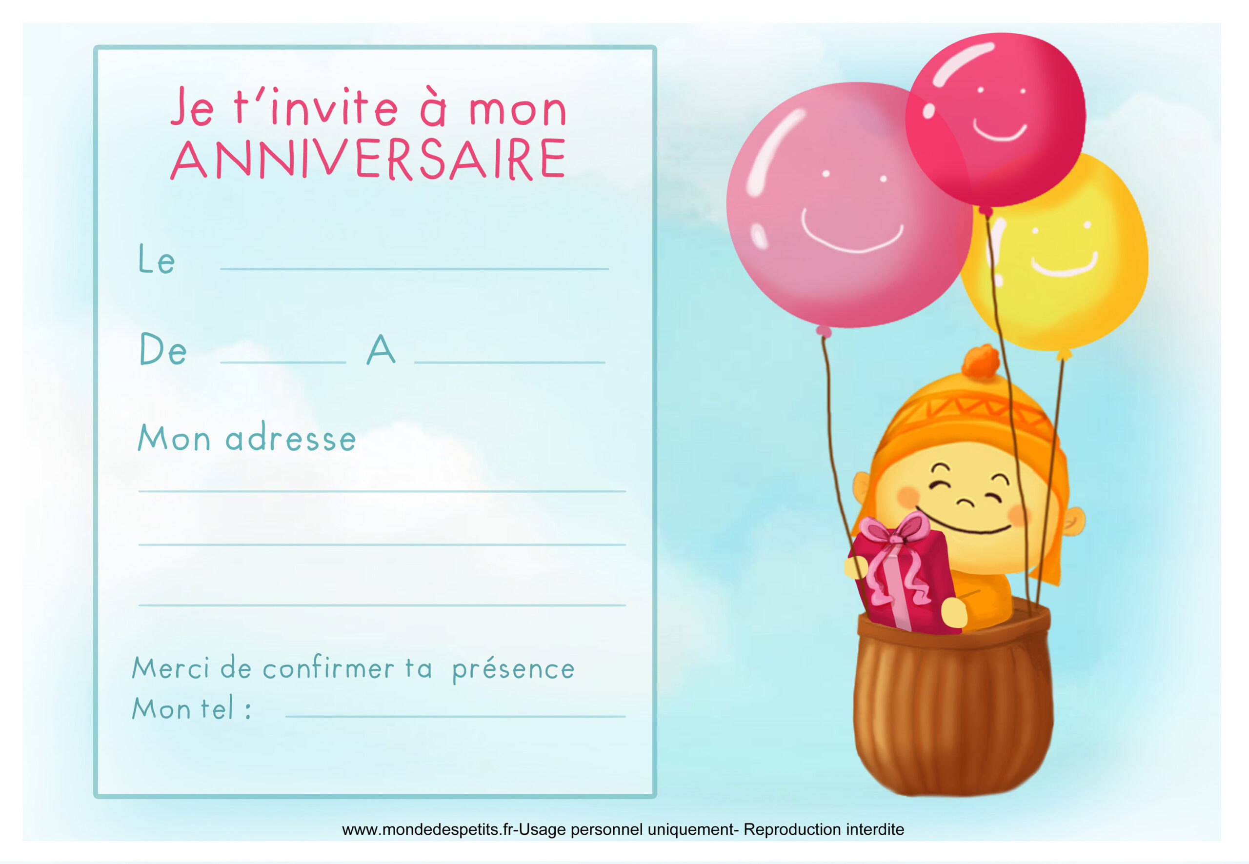 invitation anniversaire a imprimer gratuit