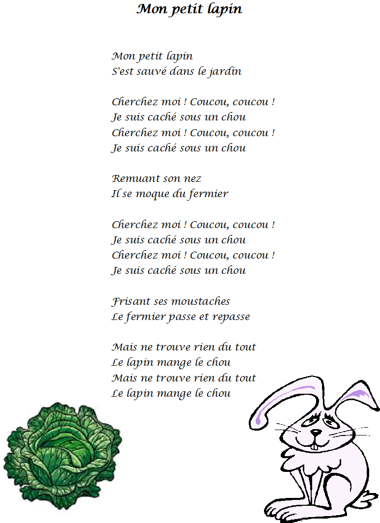 chanson mon petit lapin