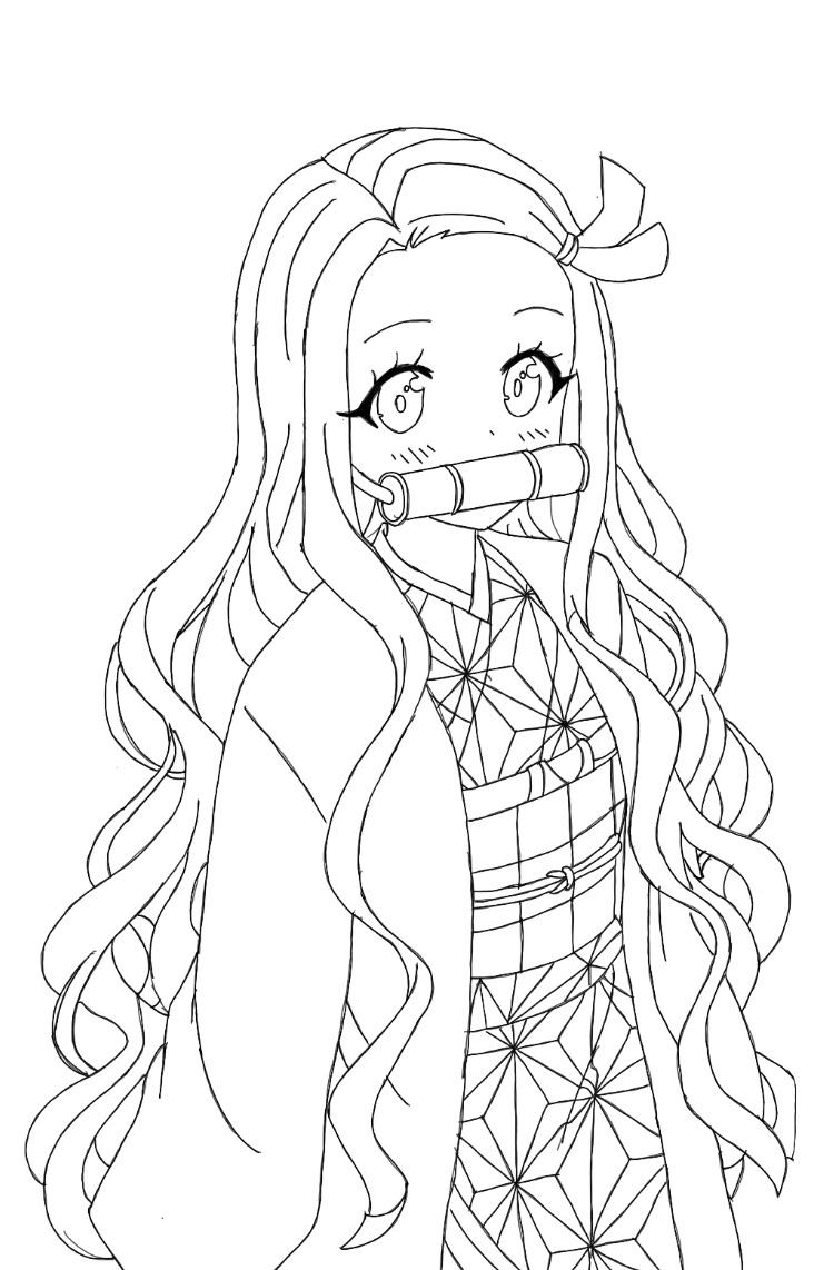 Printable Coloring Nezuko Coloring Pages