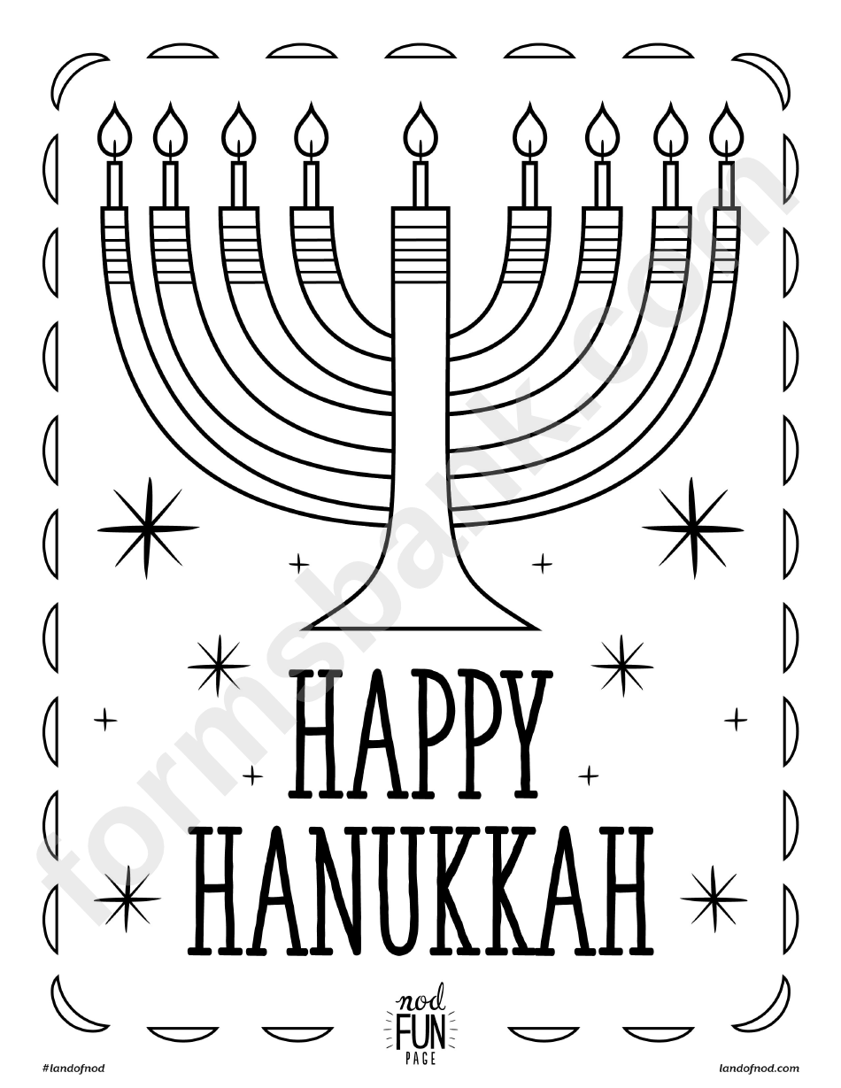 Happy Hanukkah Coloring Sheet printable pdf download