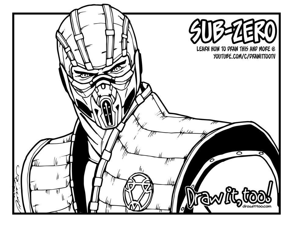 sub zero mortal kombat coloring pages