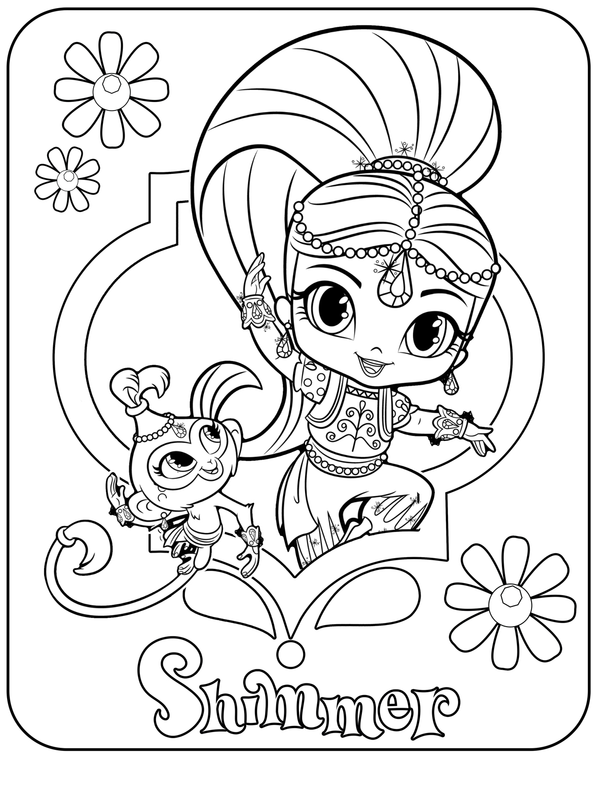 shimmer and shine color pages