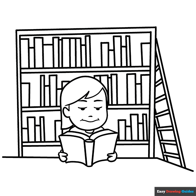 library coloring pages printables