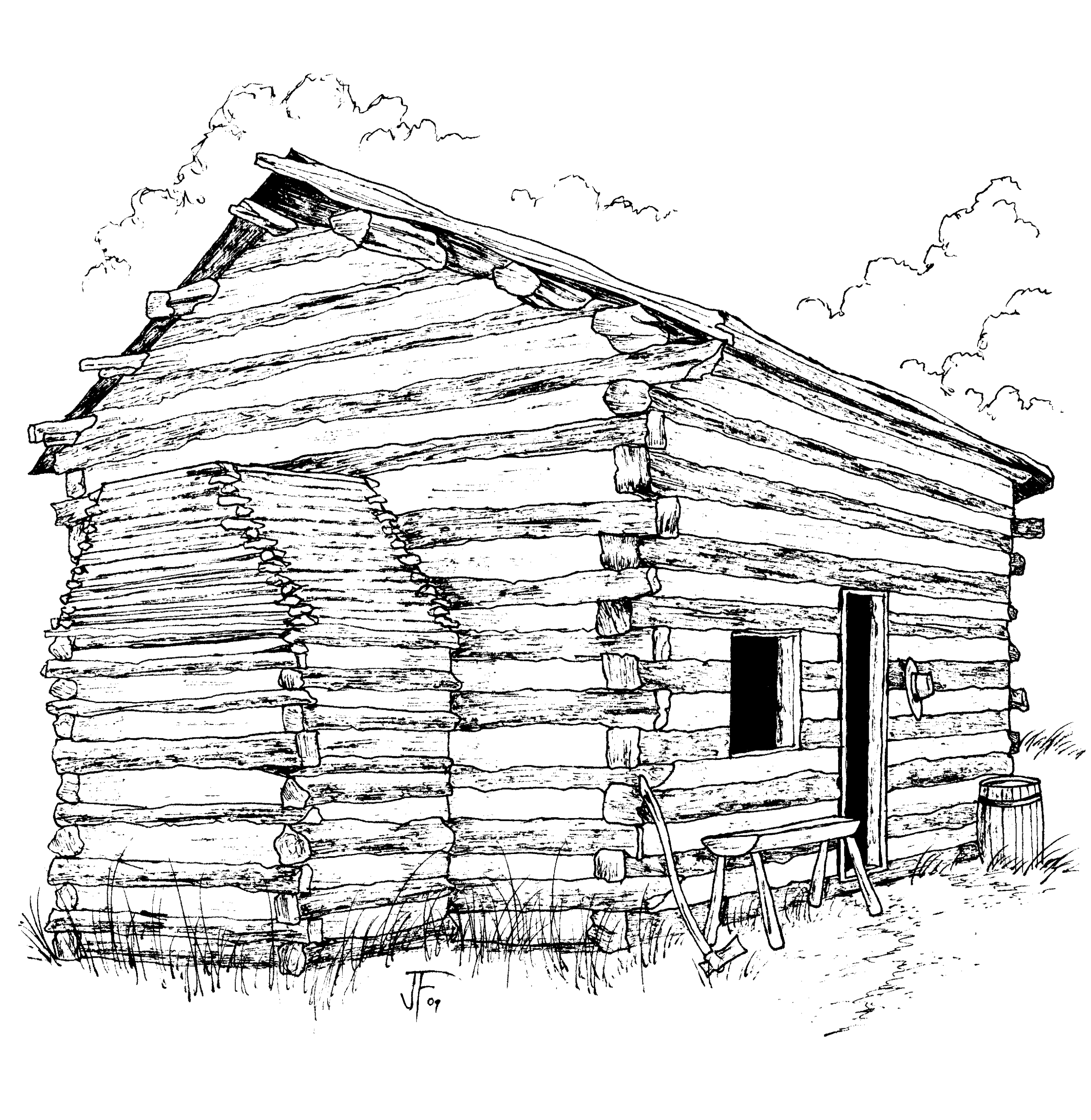 cabin coloring page