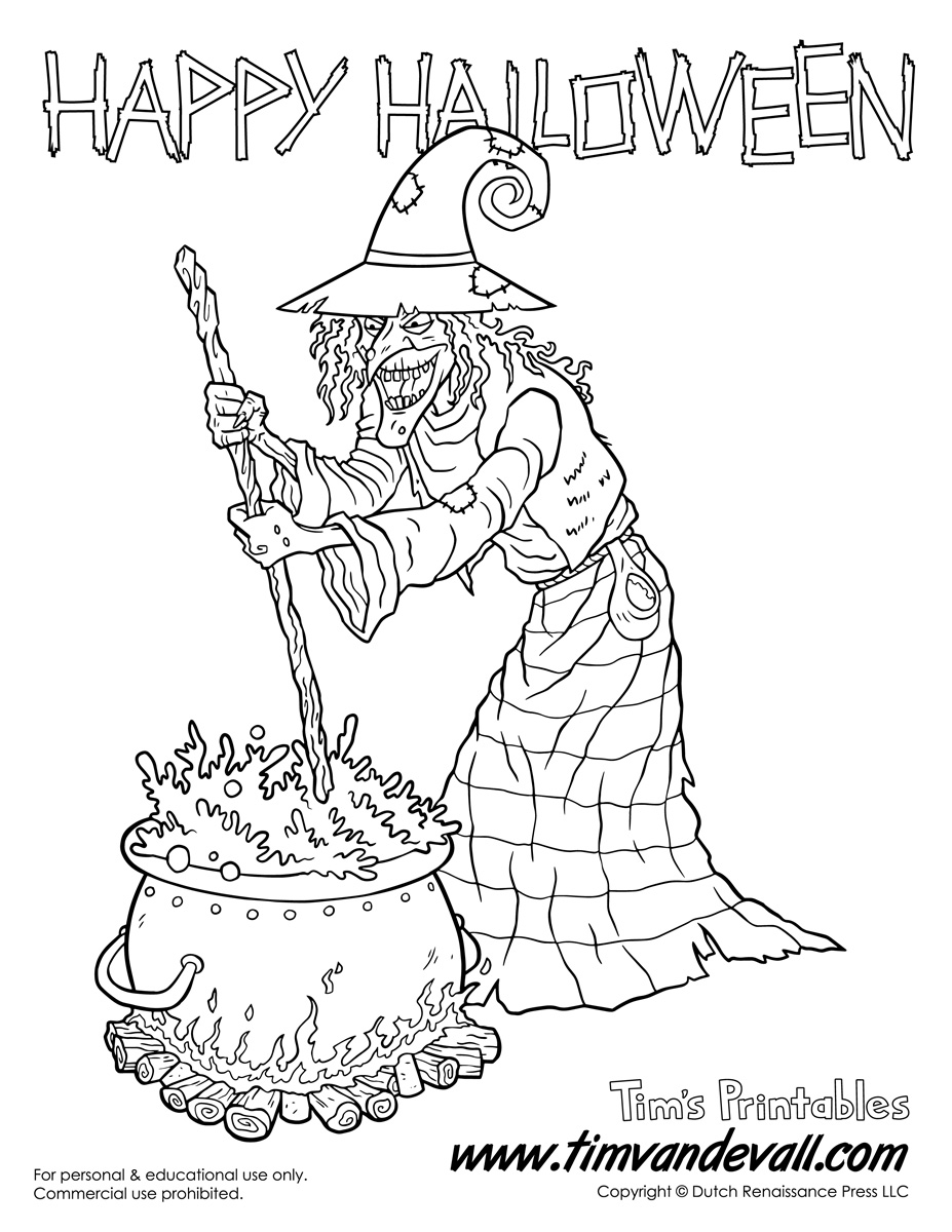 scary witch coloring pages