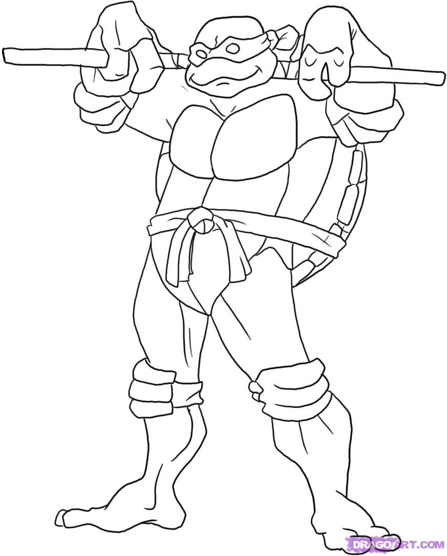 dessin a colorier facile tortue ninja