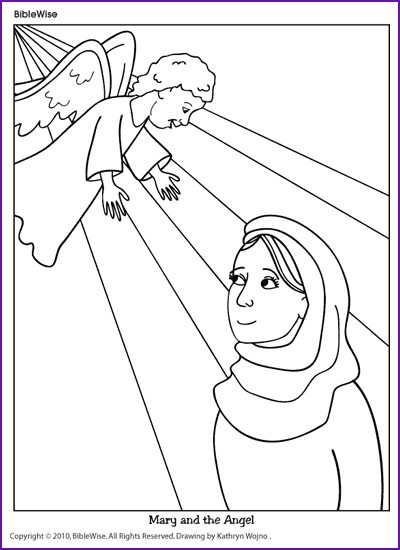 the angel visits mary coloring page