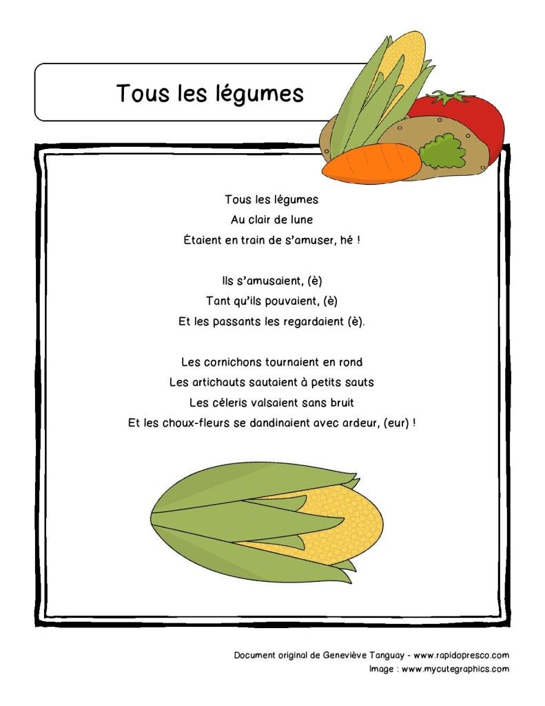 chanson de fruits en francais