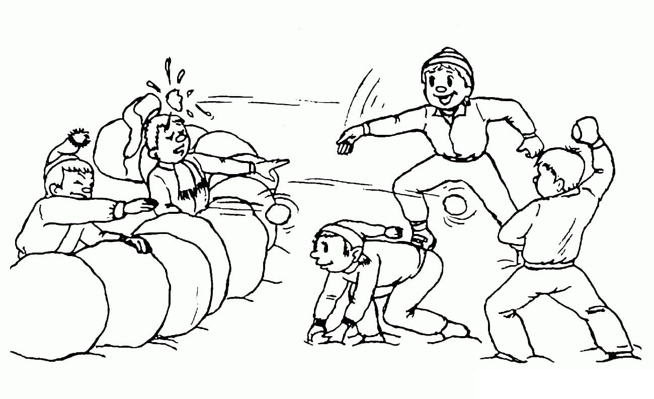 snowball fight coloring pages