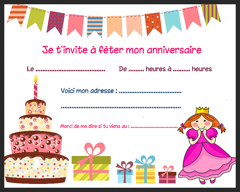 carton d invitation anniversaire gratuit a imprimer