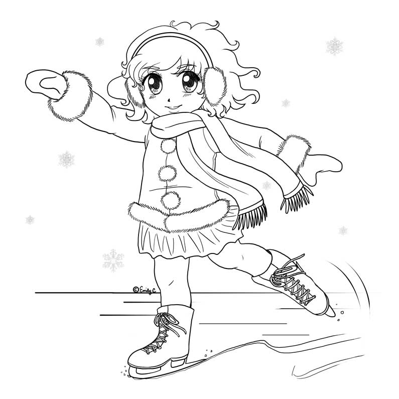 ice skater coloring page