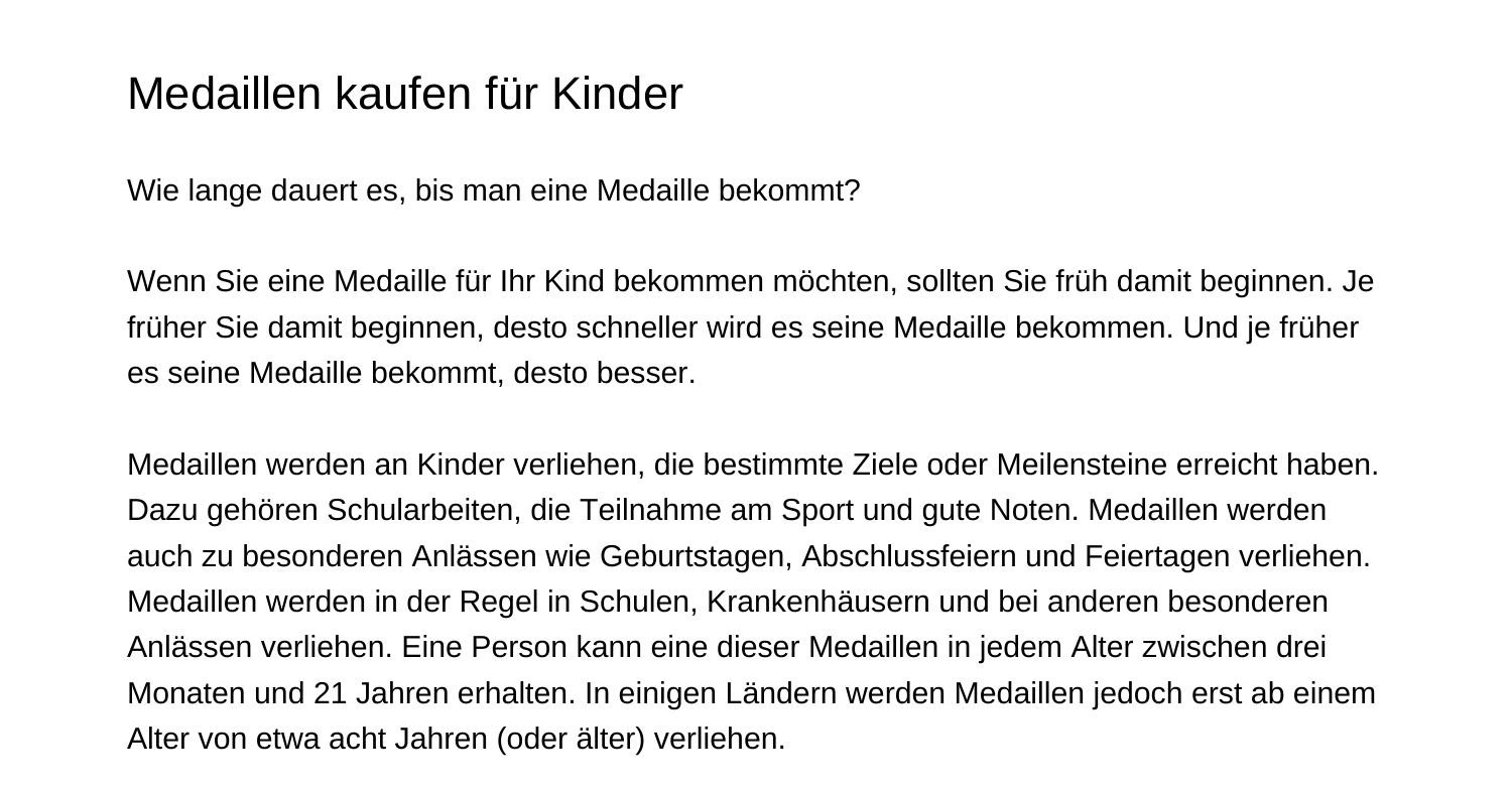 medallien fur kinder