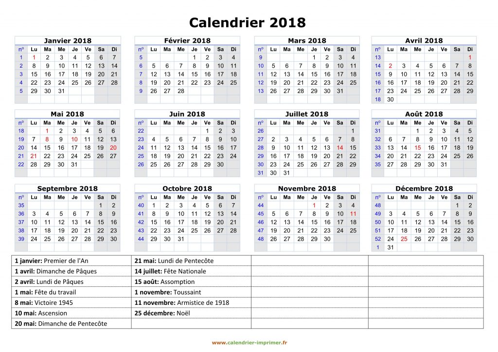 calendrier a imprimer