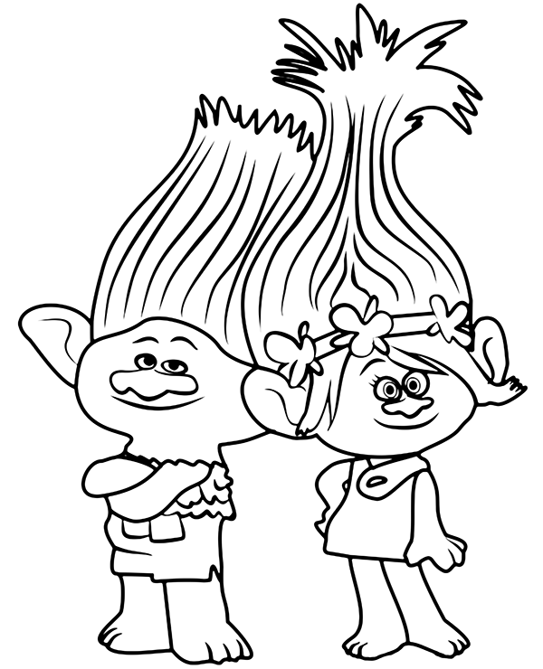 Trolls Coloring Pages Poppy And Branch