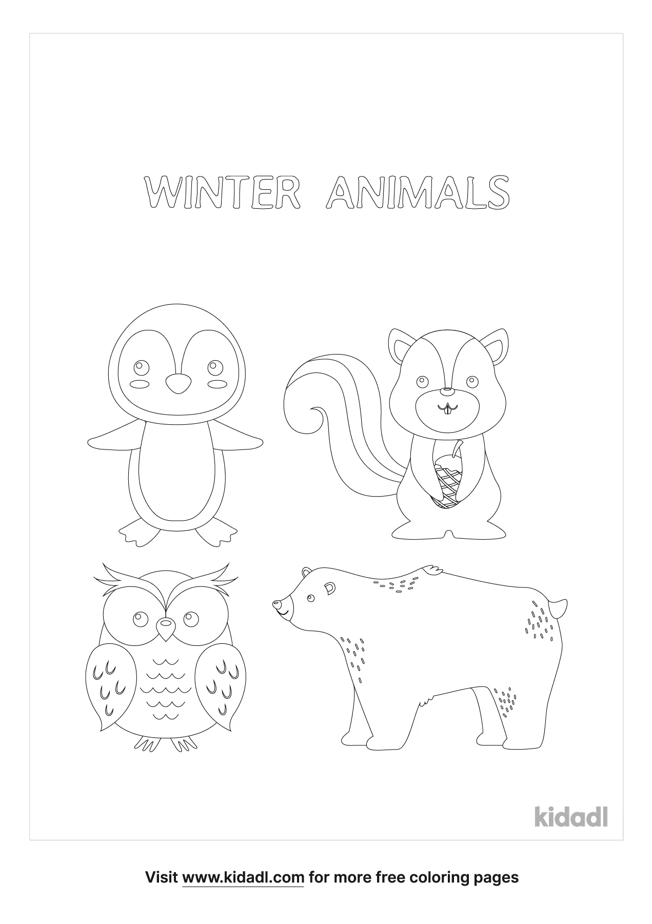 winter animals coloring page