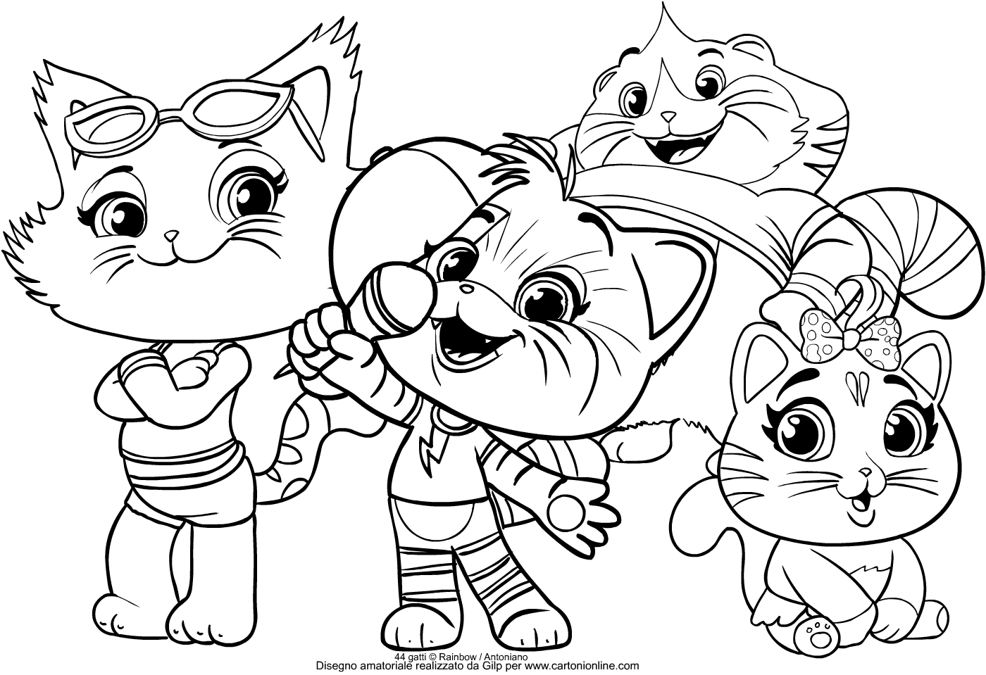 44 cats coloring page