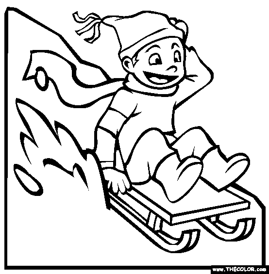 sledding coloring page