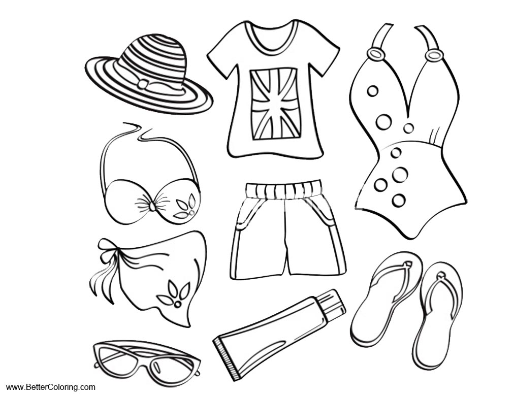 summer clothes coloring pages