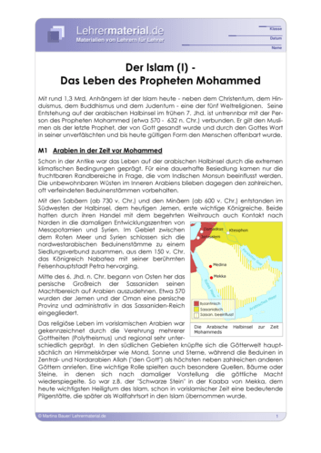 das leben mohammeds arbeitsblatt