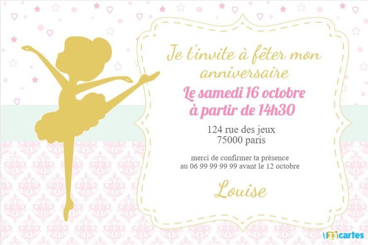 invitation anniversaire fille gratuit