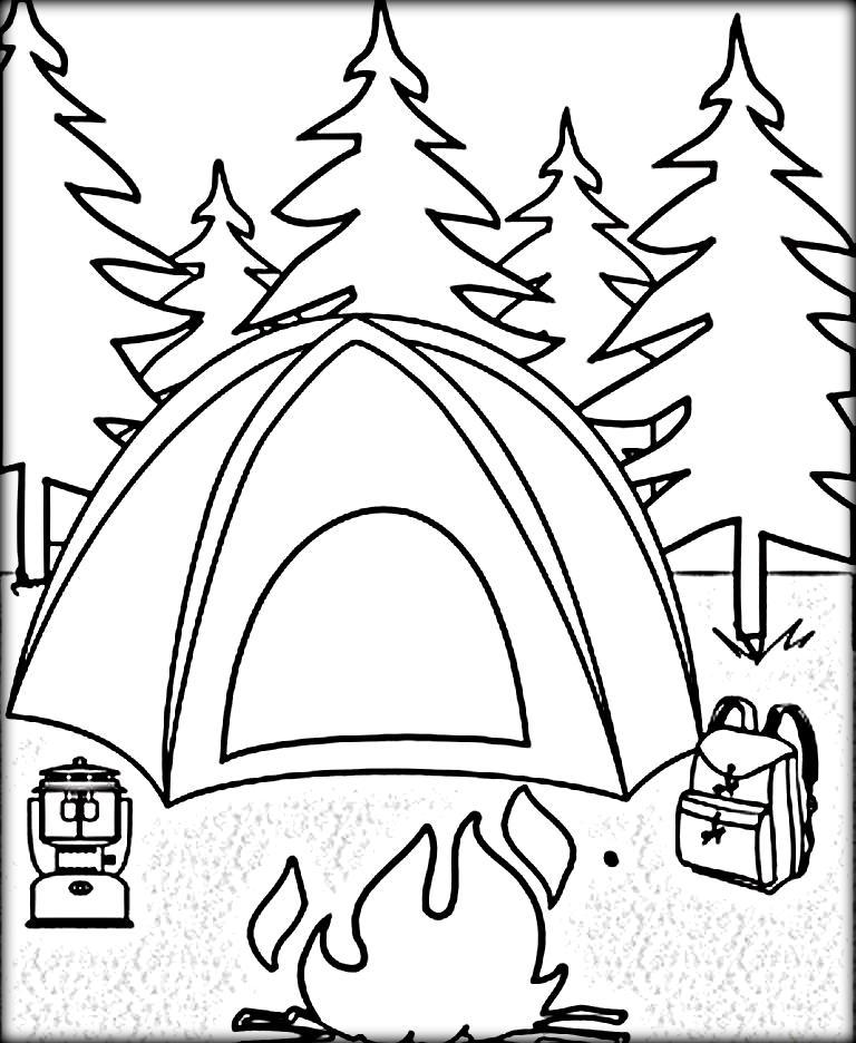 camping tent coloring page