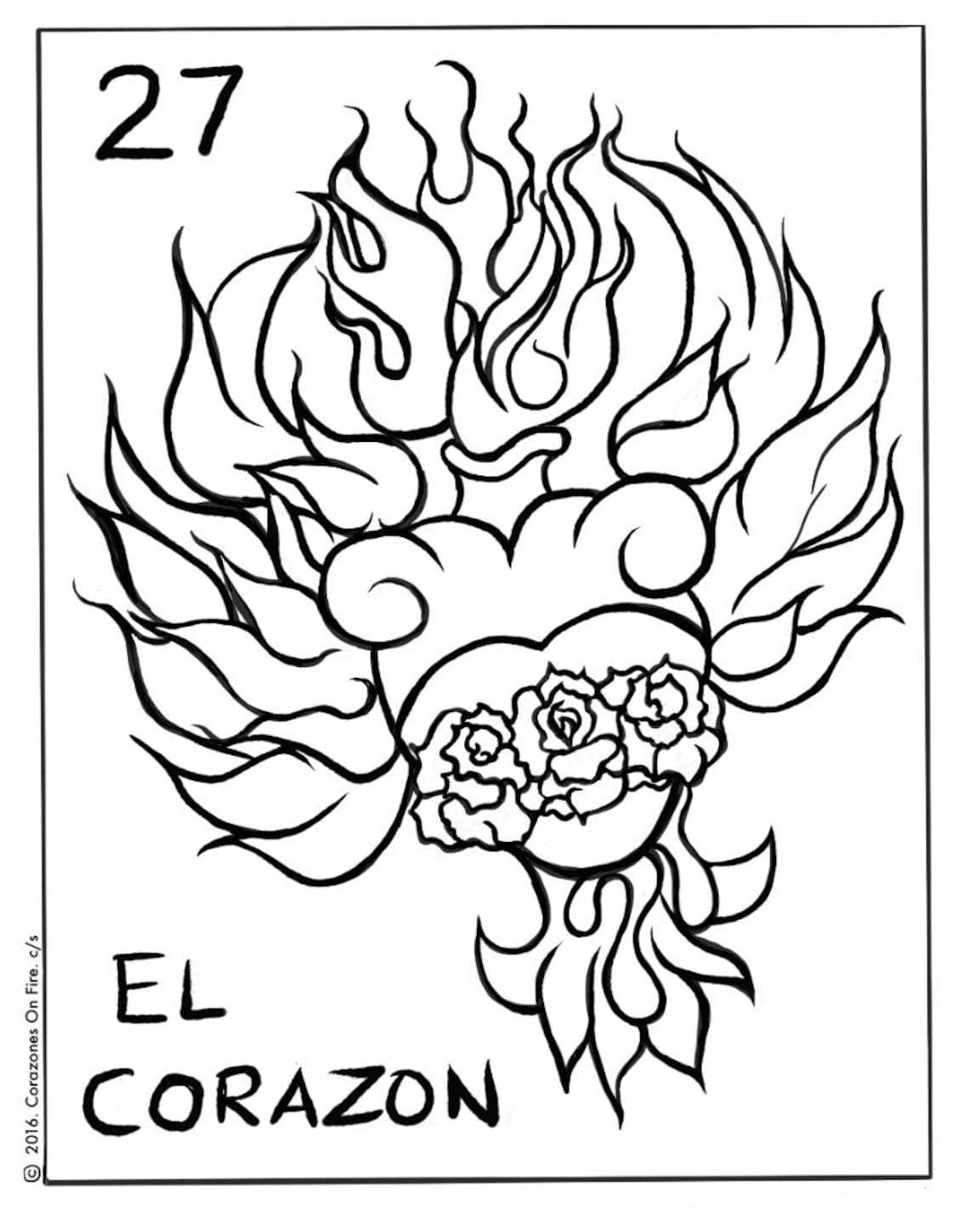 Loteria: El Corazon Coloring Page Instant Downloadable | Etsy