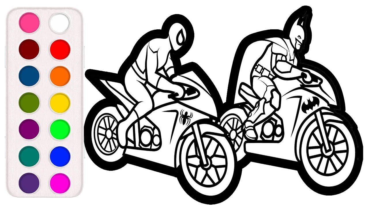 Spiderman Motorcycle Coloring Pages, Superheroes Motorbike, Bike