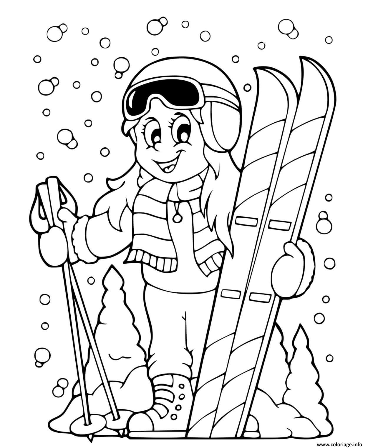 coloriage ski de fond