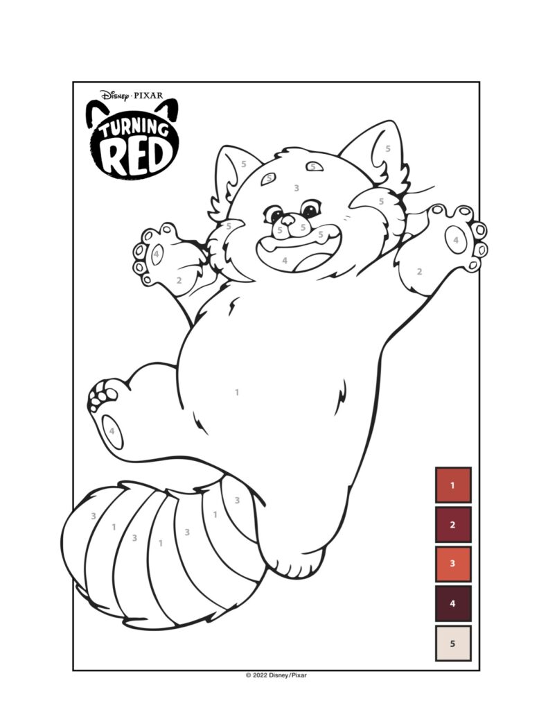 turning red panda coloring page