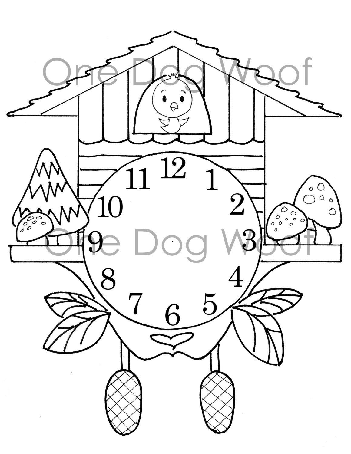 cuckoo clock coloring page