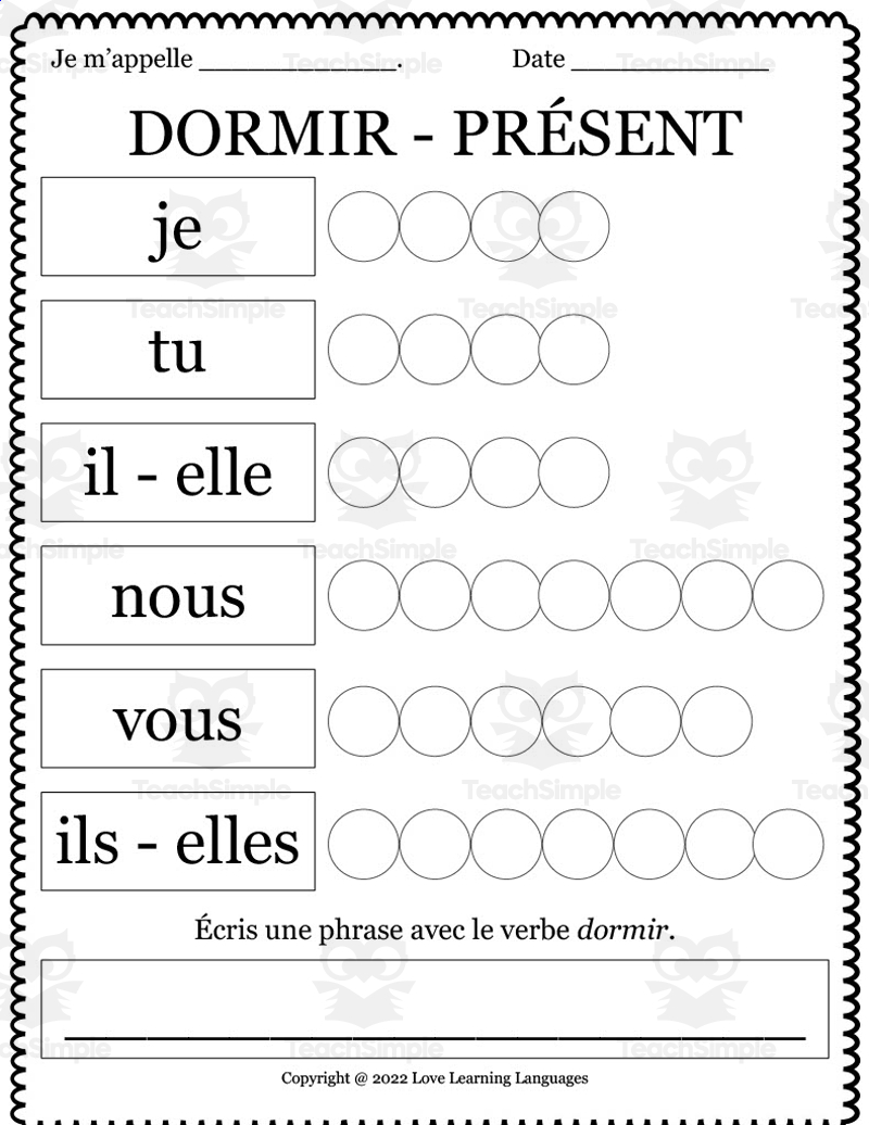 dormir au present pdf