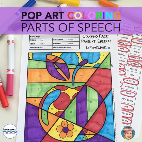 coloring page parts of speech intermediate