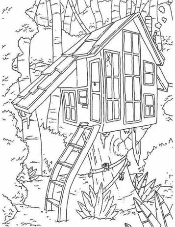 tree house coloring page