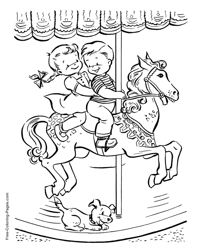 merry go round coloring page